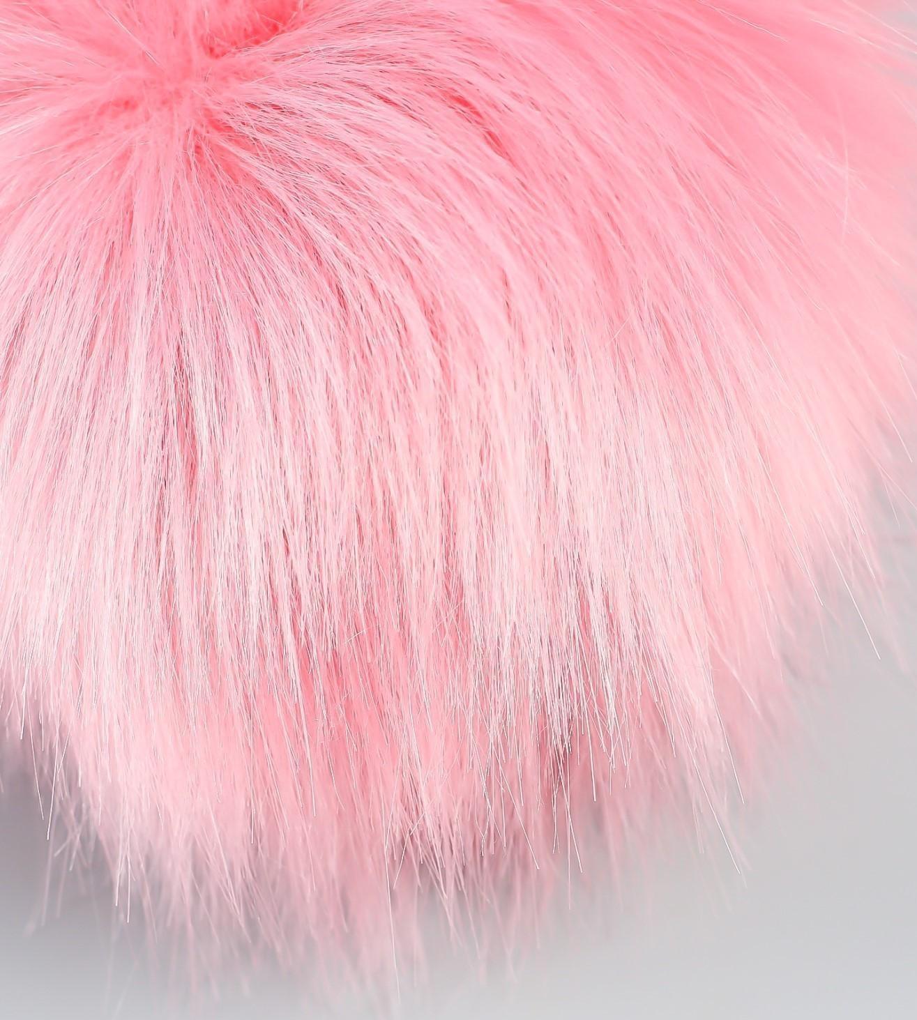 Помпон искусственный мех песец 14 см (4-грязно-розовый)