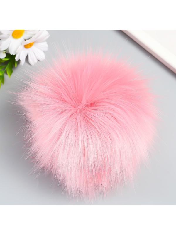 Помпон искусственный мех песец 14 см (4-грязно-розовый)