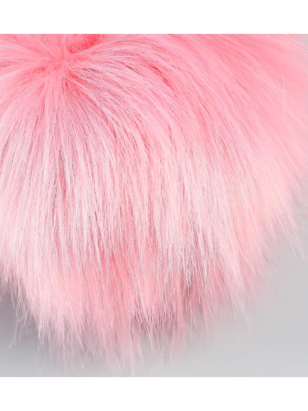 Помпон искусственный мех песец 14 см (4-грязно-розовый)