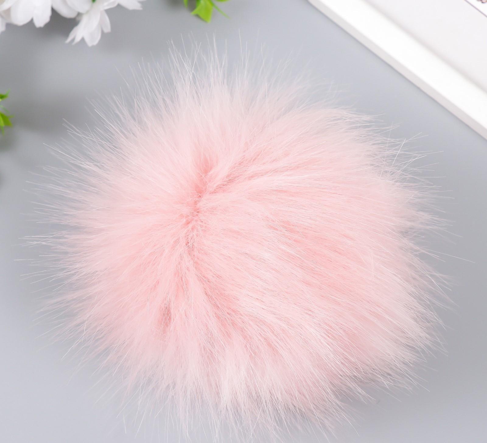 Помпон искусственный мех песец 14 см (18-Пудра)