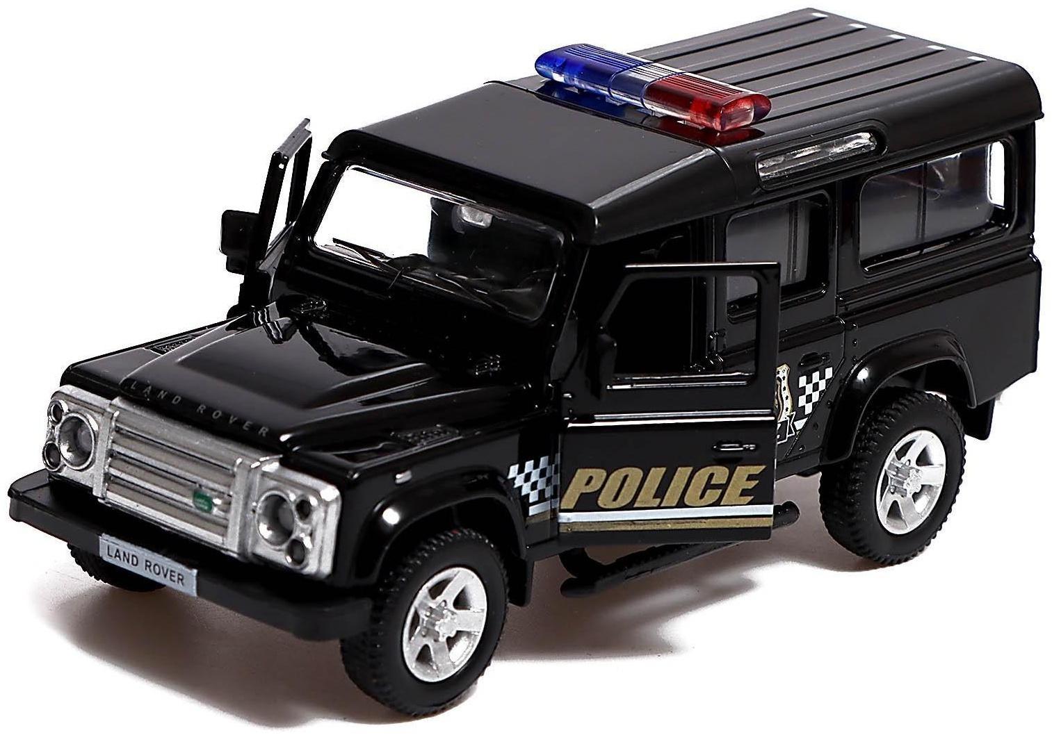 Машина металлическая LAND ROVER DEFENDER, 1:32, инерция, полиция