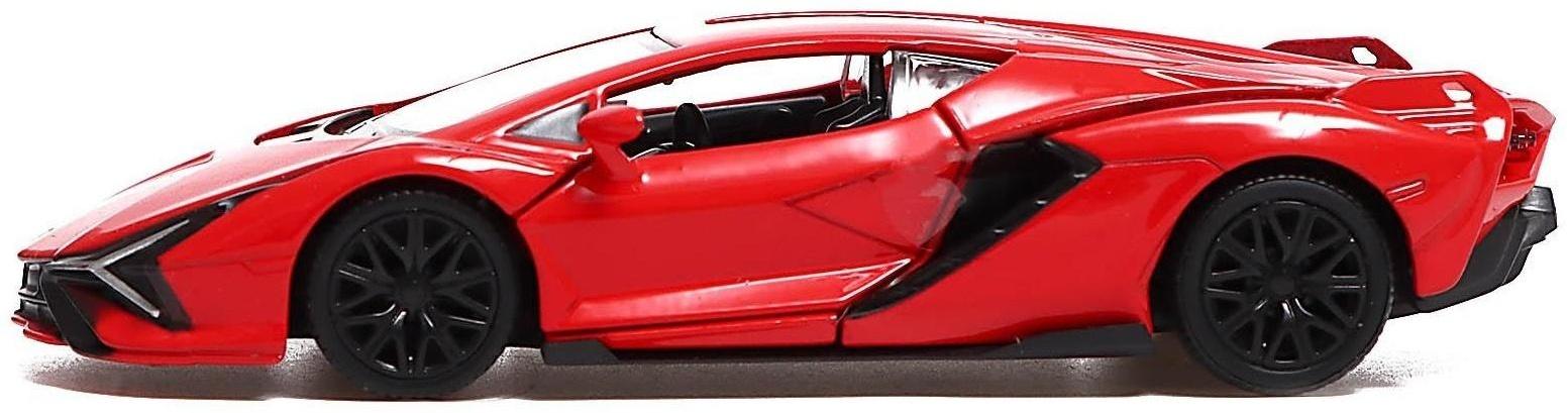 Машина металлическая LAMBORGHINI Sian FKP 37, 1:32, открываются двери, инерция, цвет красный