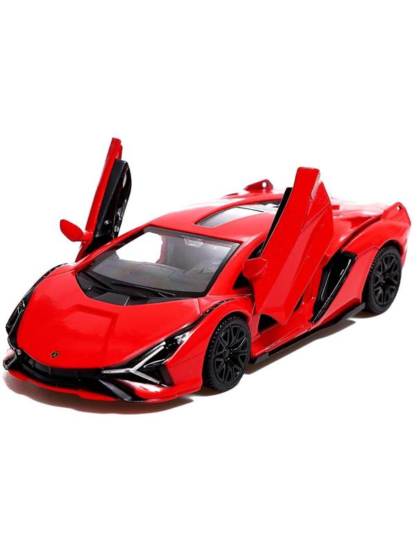 Машина металлическая LAMBORGHINI Sian FKP 37, 1:32, открываются двери, инерция, цвет красный