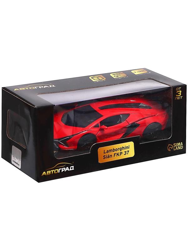 Машина металлическая LAMBORGHINI Sian FKP 37, 1:32, открываются двери, инерция, цвет красный