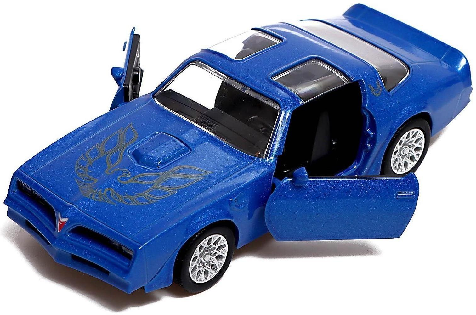 Машина металлическая PONTIAC FIREBIRD, 1:32, открываются двери, инерция, цвет синий