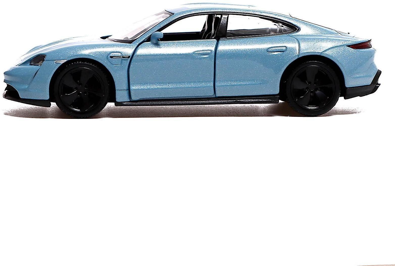 Машина металлическая PORSCHE TAYCAN TURBO S, 1:32, открываются двери, инерция, цвет голубой
