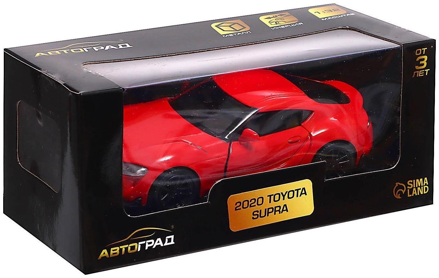 Машина металлическая TOYOTA SUPRA, 1:32, открываются двери, инерция, цвет красный