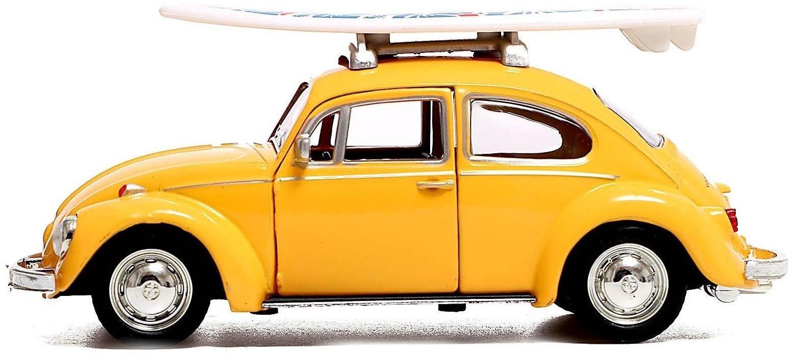 Машина металлическая VOLKSWAGEN BEETLE 1967, 1:32, открываются двери, инерция, цвет жёлтый