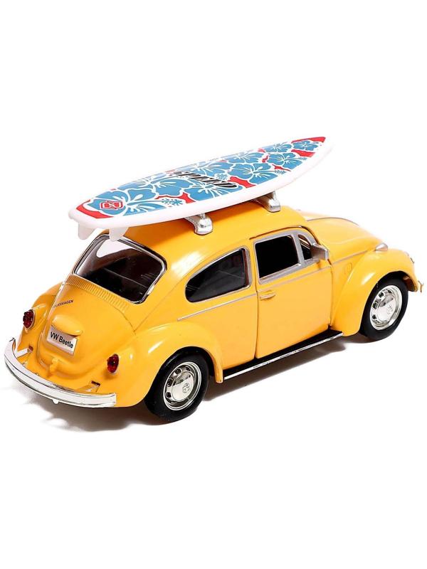 Машина металлическая VOLKSWAGEN BEETLE 1967, 1:32, открываются двери, инерция, цвет жёлтый