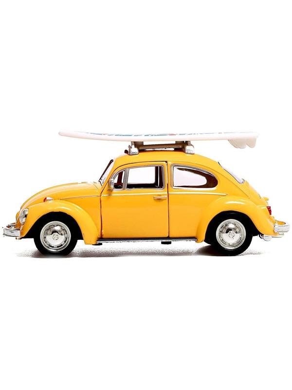Машина металлическая VOLKSWAGEN BEETLE 1967, 1:32, открываются двери, инерция, цвет жёлтый