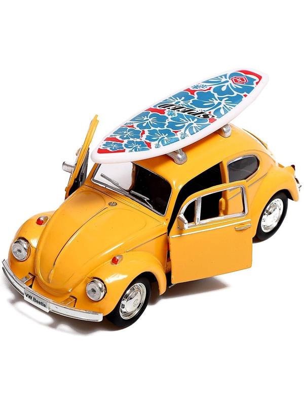 Машина металлическая VOLKSWAGEN BEETLE 1967, 1:32, открываются двери, инерция, цвет жёлтый