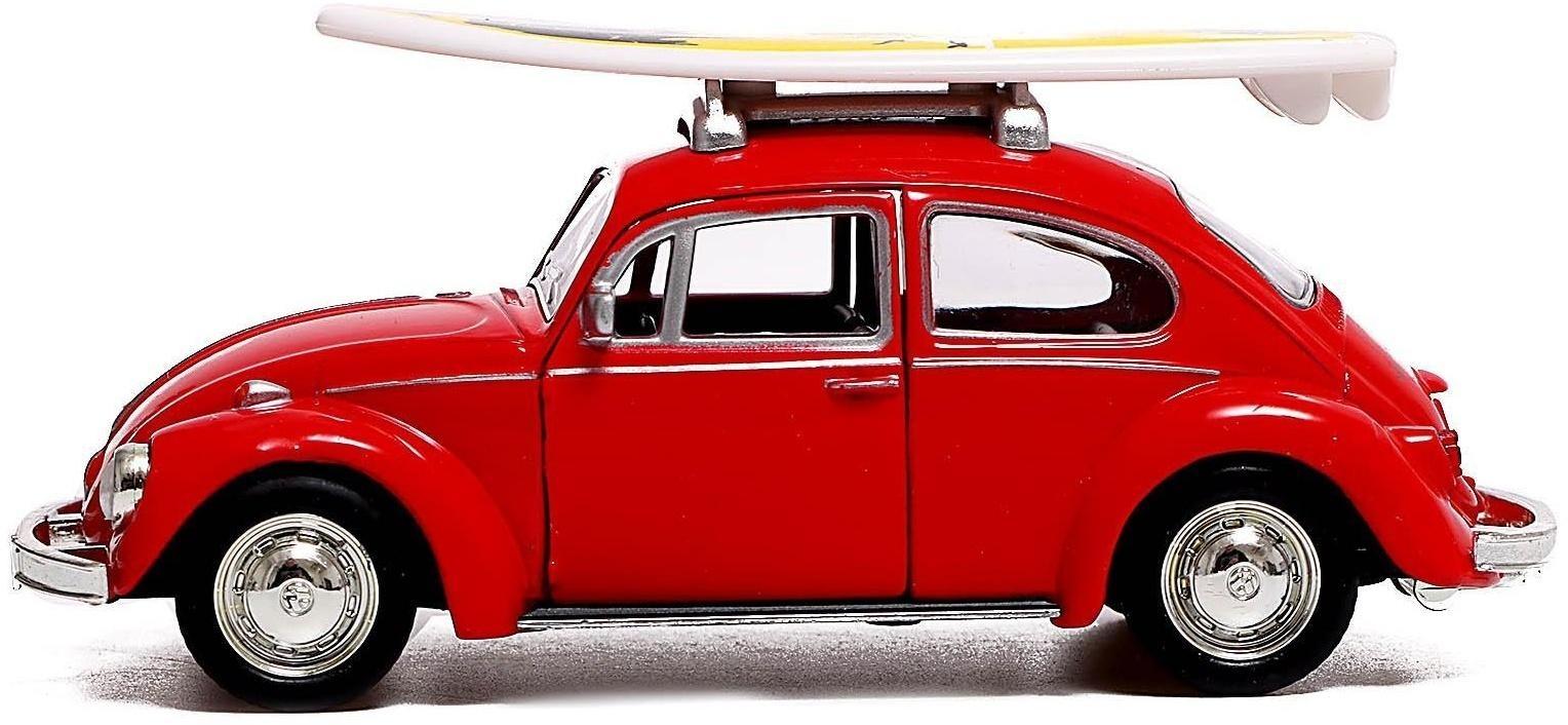 Машина металлическая VOLKSWAGEN BEETLE 1967, 1:32, открываются двери, инерция, цвет красный