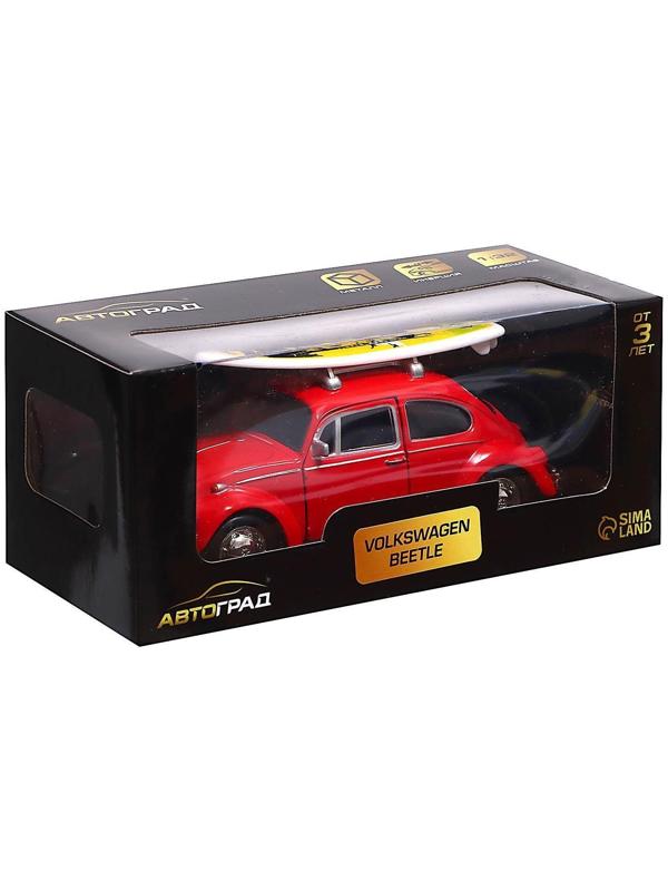 Машина металлическая VOLKSWAGEN BEETLE 1967, 1:32, открываются двери, инерция, цвет красный