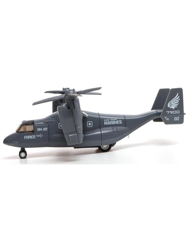 Вертолёт металлический «Воздушные силы», инерционный, световые и звуковые эффекты, цвет серый