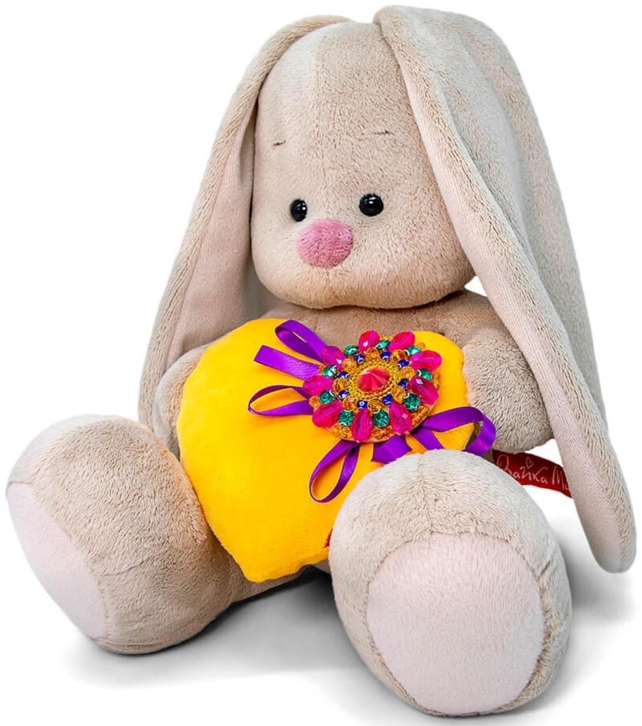 Мягкая игрушка «Зайка Ми с сердечком с брошкой», 23 см