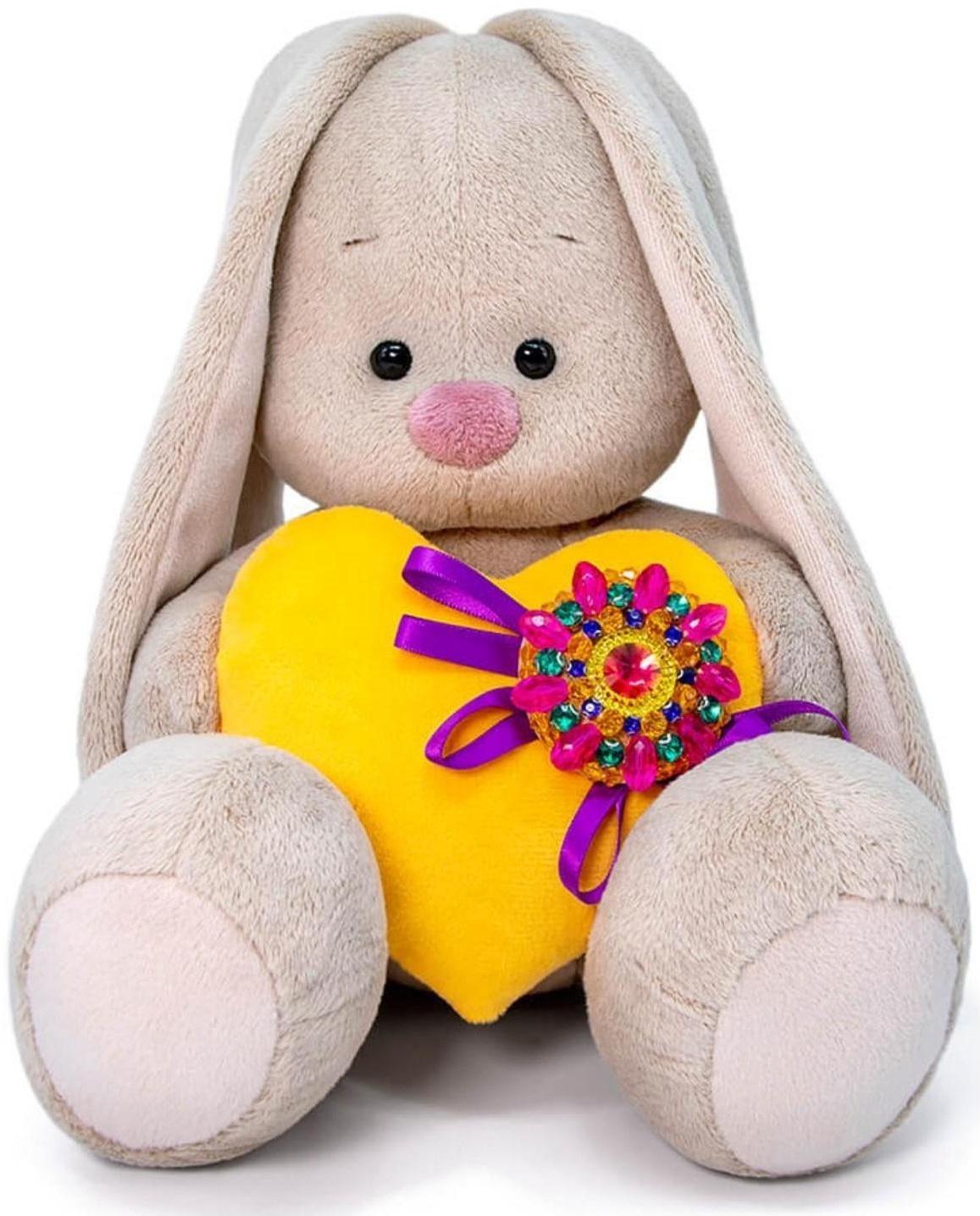 Мягкая игрушка «Зайка Ми с сердечком с брошкой», 23 см