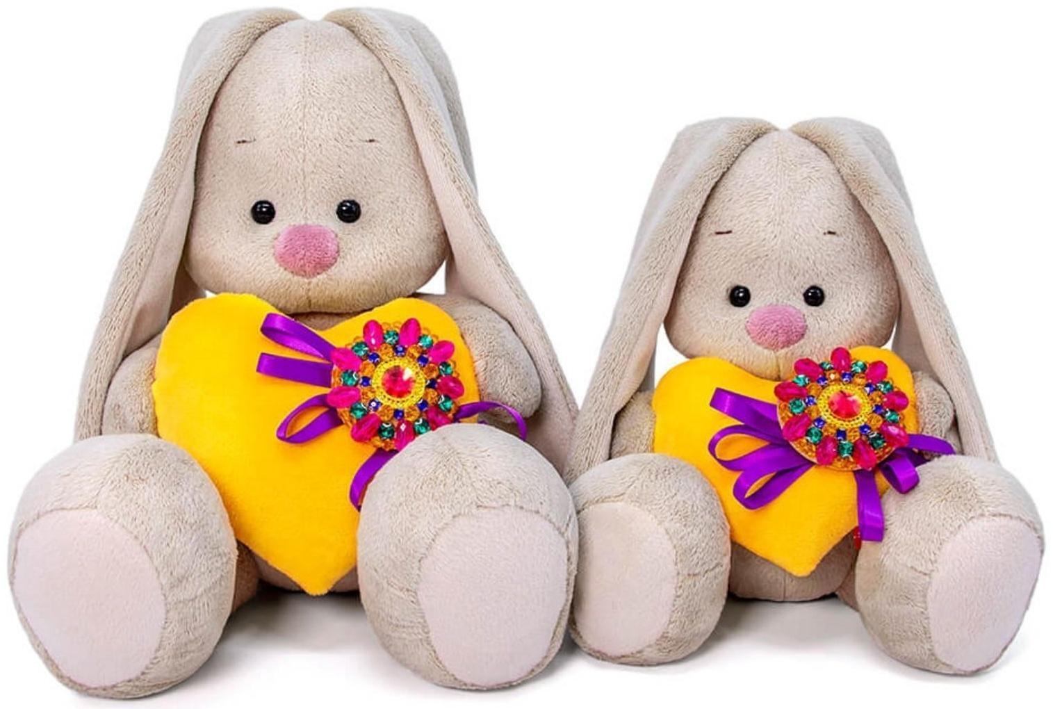 Мягкая игрушка «Зайка Ми с сердечком с брошкой», 23 см