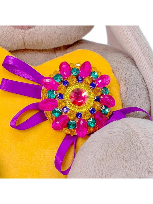 Мягкая игрушка «Зайка Ми с сердечком с брошкой», 23 см