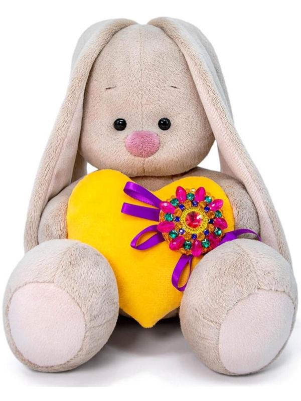 Мягкая игрушка «Зайка Ми с сердечком с брошкой», 23 см