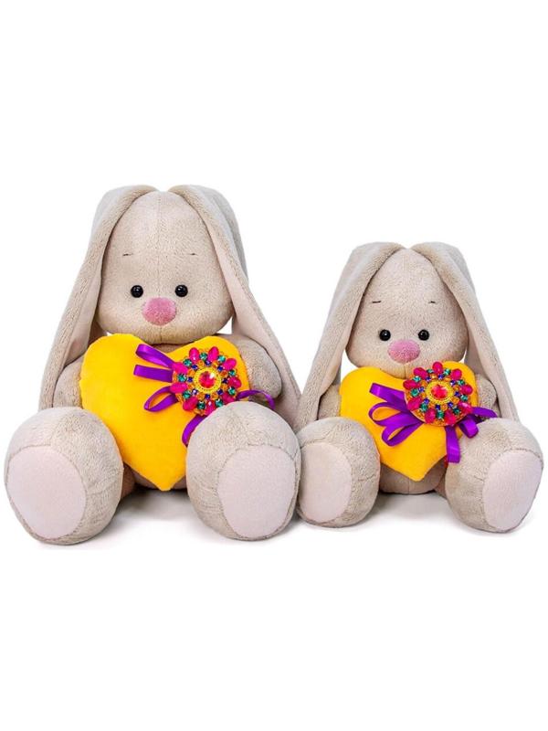 Мягкая игрушка «Зайка Ми с сердечком с брошкой», 23 см