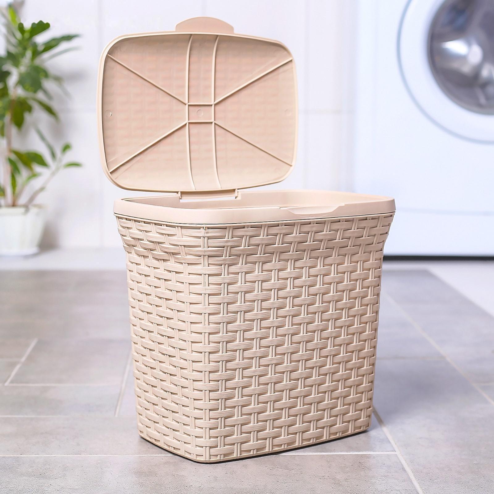 Контейнер для стирального порошка «Ротанг», 10 л, цвет латте