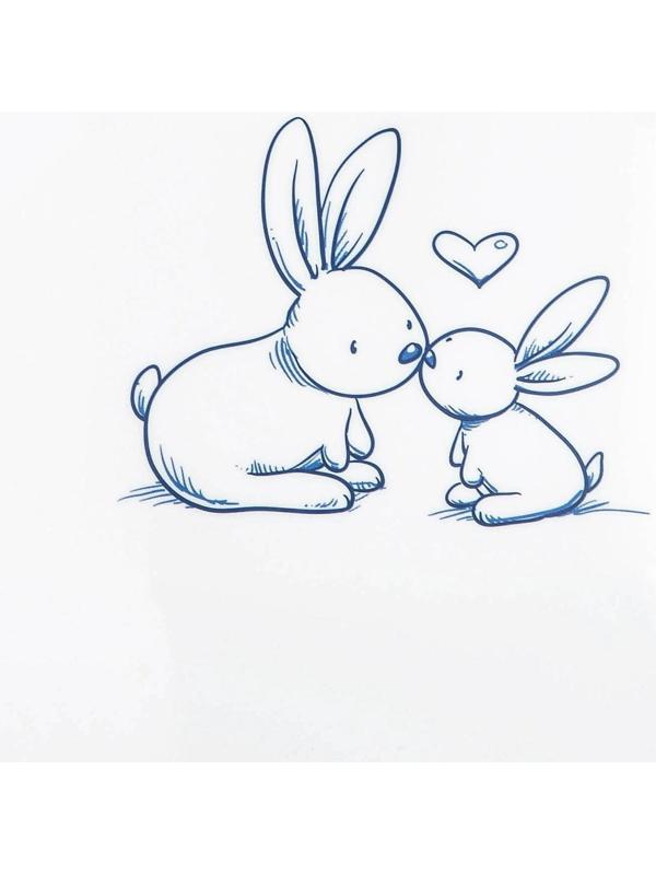 Ванна детская «Кролики» со сливом, 102 cм, цвет белый