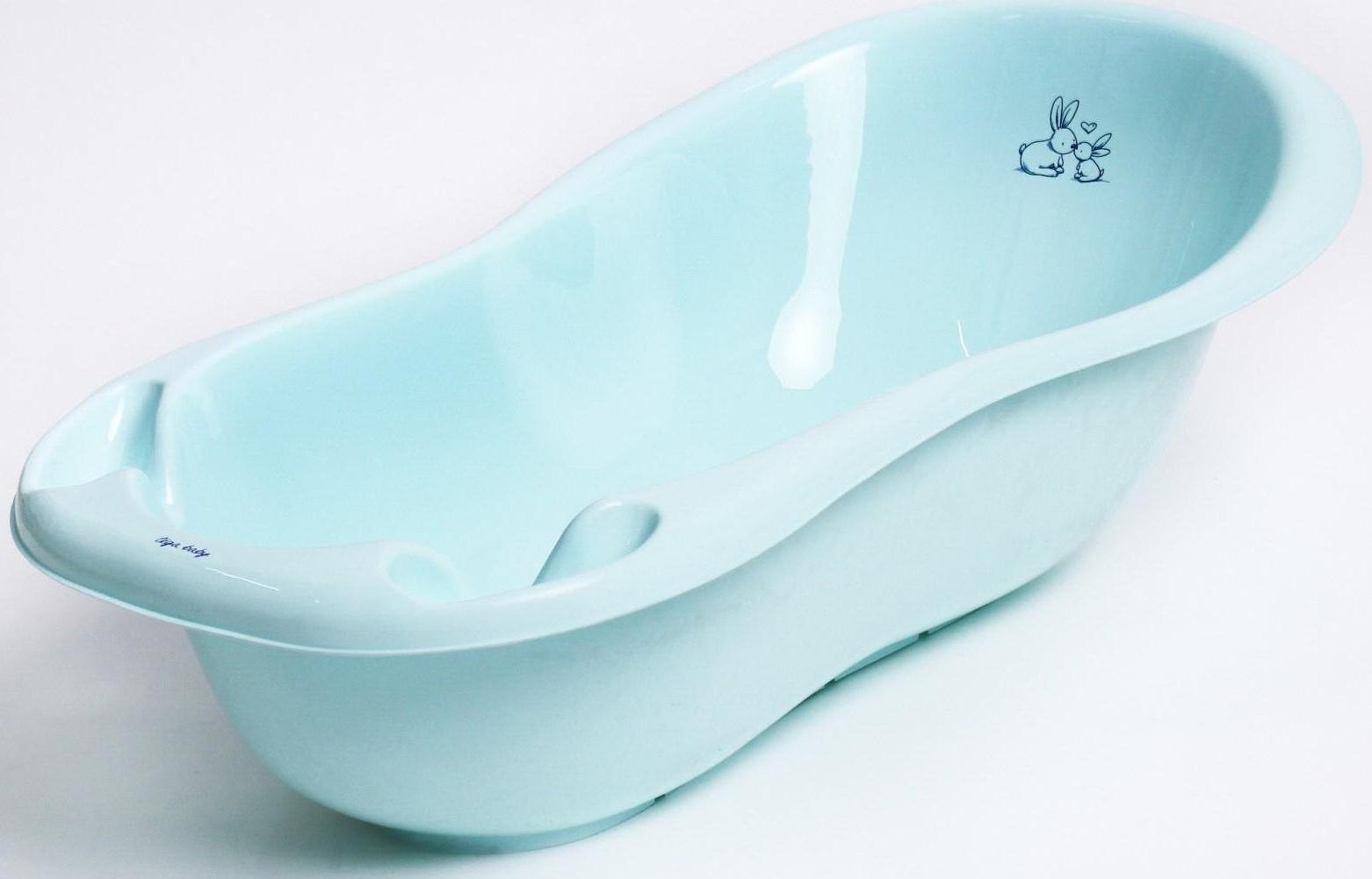 Ванна детская «Кролики» со сливом, 102 cм, цвет бирюзовый