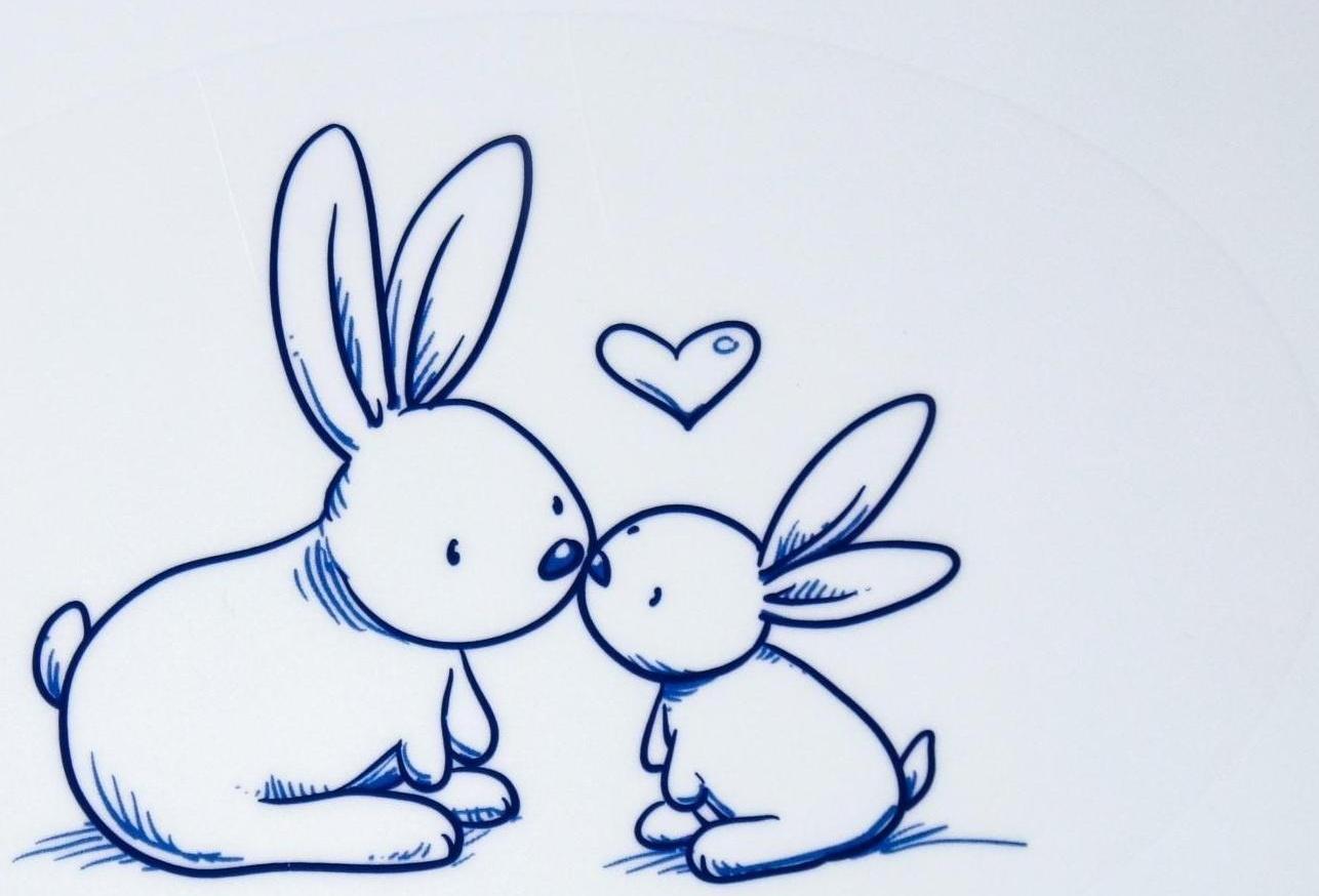 Ванна детская «Кролики» со сливом, 102 cм, цвет бирюзовый