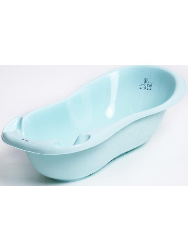 Ванна детская «Кролики» со сливом, 102 cм, цвет бирюзовый