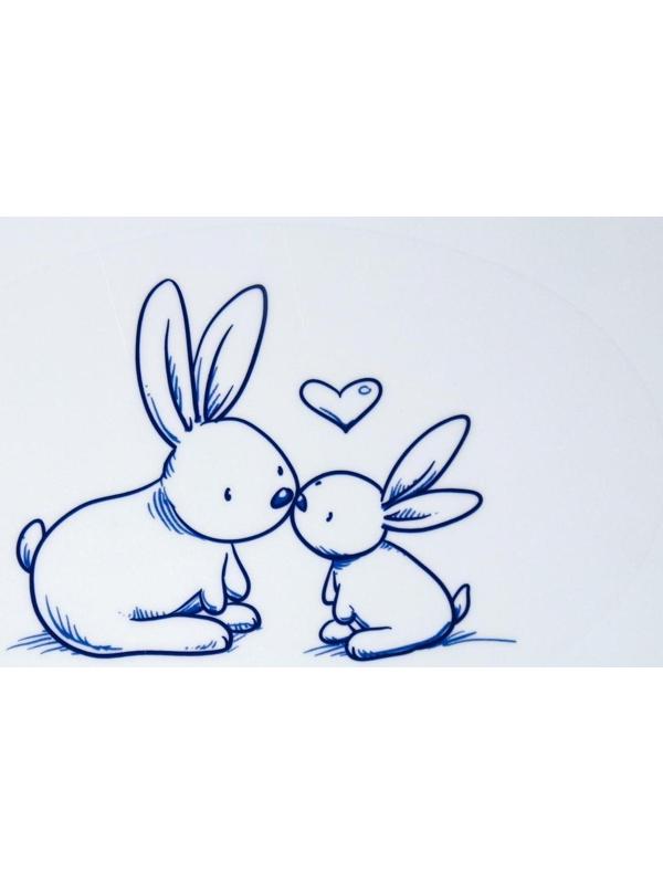 Ванна детская «Кролики» со сливом, 102 cм, цвет бирюзовый