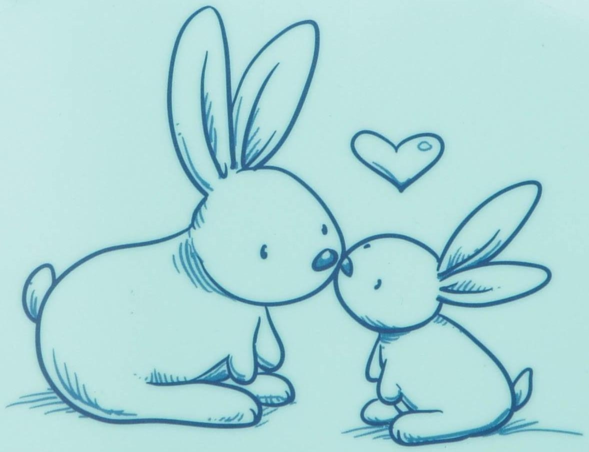 Ванна детская «Кролики» со сливом, 86 см, цвет бирюзовый