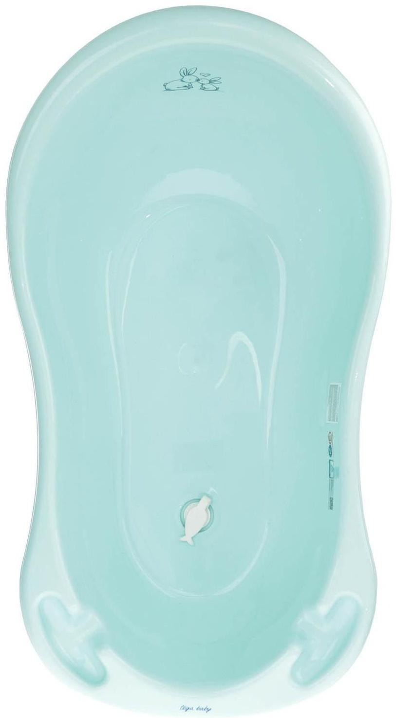 Ванна детская «Кролики» со сливом, 86 см, цвет бирюзовый