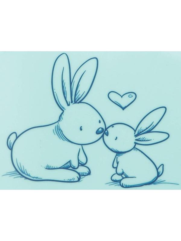 Ванна детская «Кролики» со сливом, 86 см, цвет бирюзовый