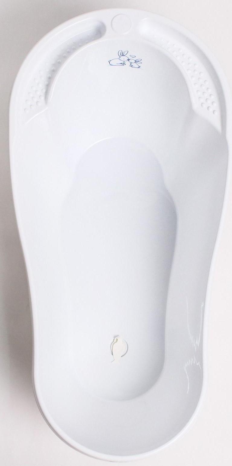 Ванна детская «Кролики» со сливом, 92 см, цвет белый