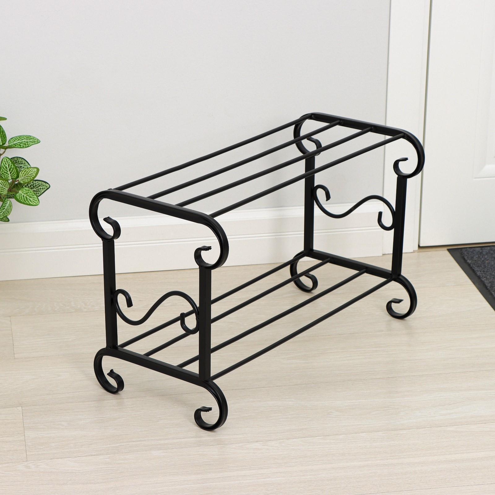 Подставка для обуви «Стандарт», 2 яруса, 60×30×40 см, цвет чёрный, МИКС