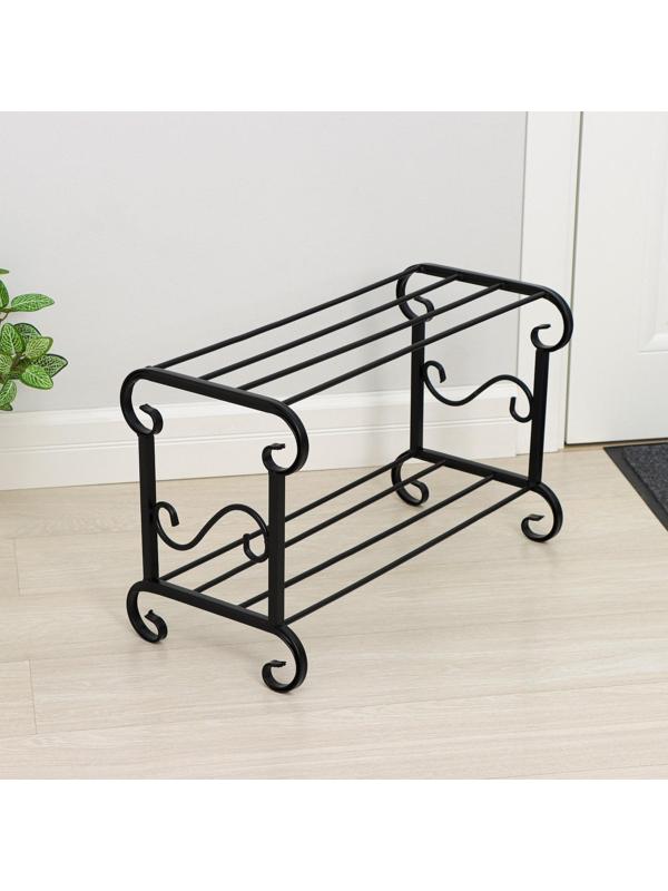 Подставка для обуви «Стандарт», 2 яруса, 60×30×40 см, цвет чёрный, МИКС