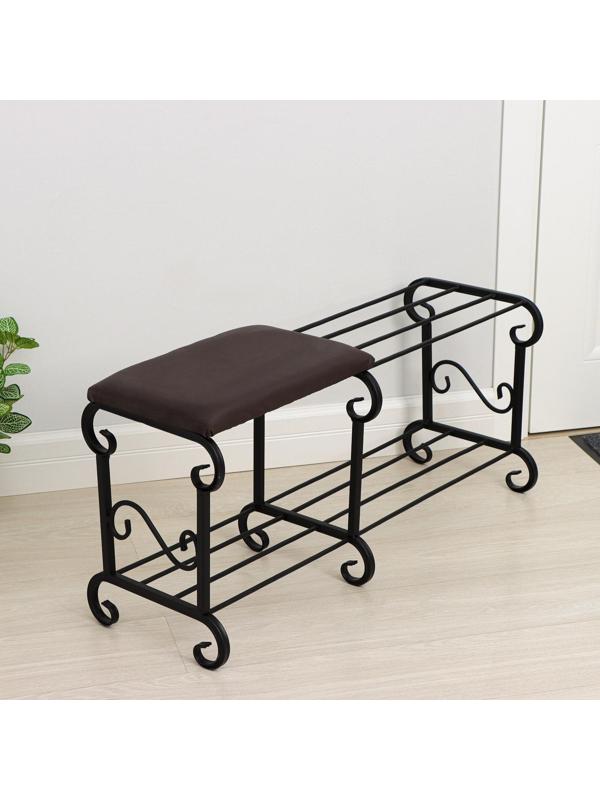 Подставка для обуви с сиденьем «Стандарт», 2 яруса, 90×32×40 см, цвет чёрный, форма МИКС