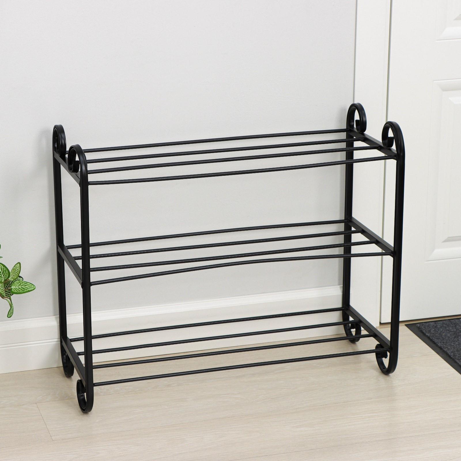 Подставка для обуви «Эталон», 3 яруса, 70×30×60 см, цвет чёрный, форма МИКС