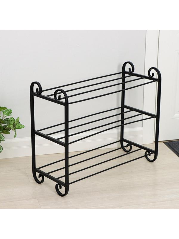 Подставка для обуви «Эталон», 3 яруса, 70×30×60 см, цвет чёрный, форма МИКС