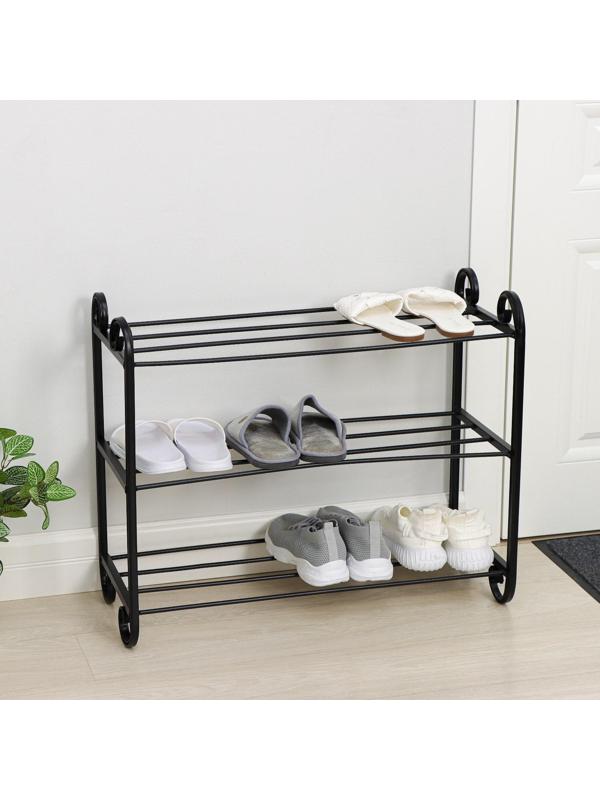 Подставка для обуви «Эталон», 3 яруса, 70×30×60 см, цвет чёрный, форма МИКС