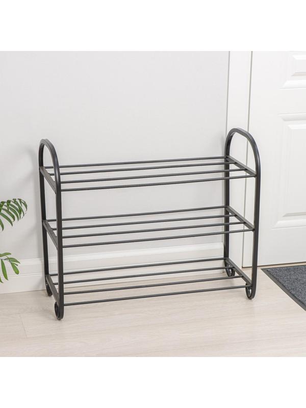 Подставка для обуви «Лиза», 3 яруса, 70×30×55 см, цвет чёрный