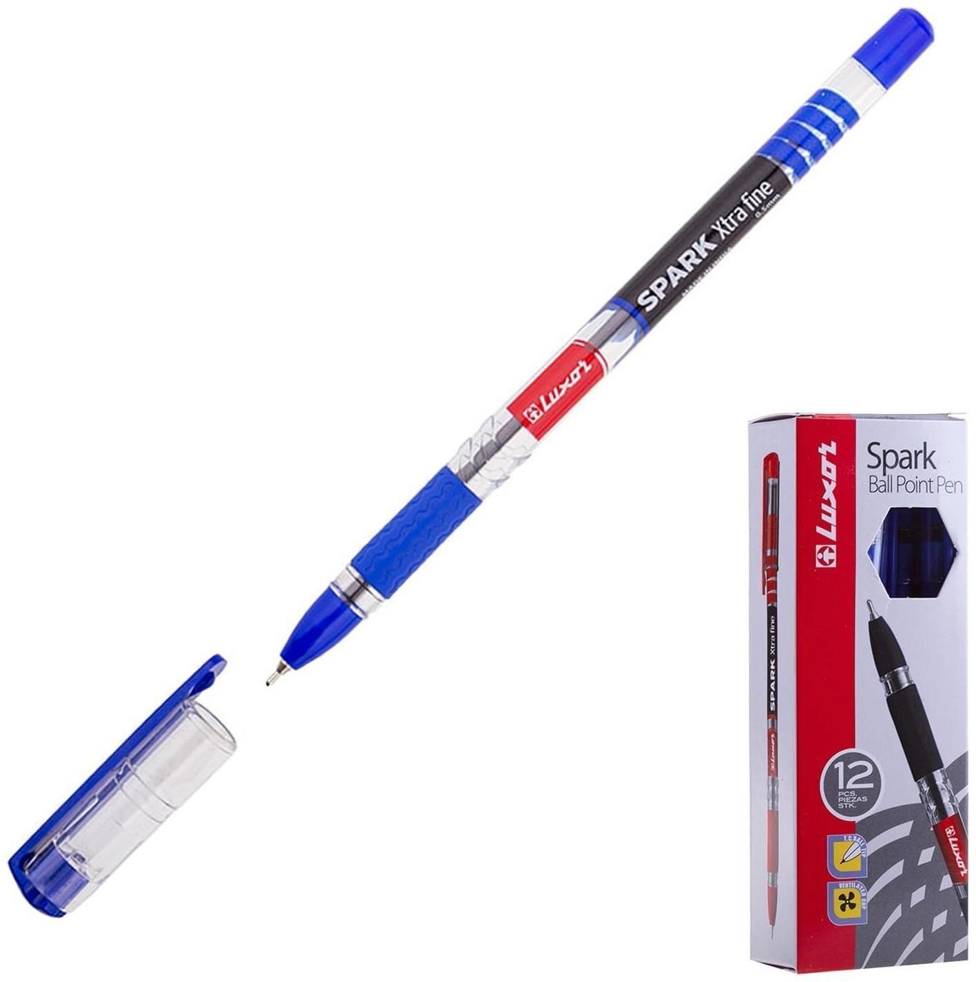 Ручка шариковая Luxor 1597 Spark, узел 0.7 мм, грип, синяя