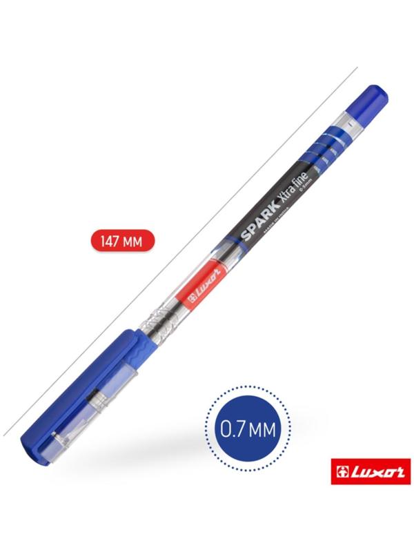 Ручка шариковая Luxor 1597 Spark, узел 0.7 мм, грип, синяя