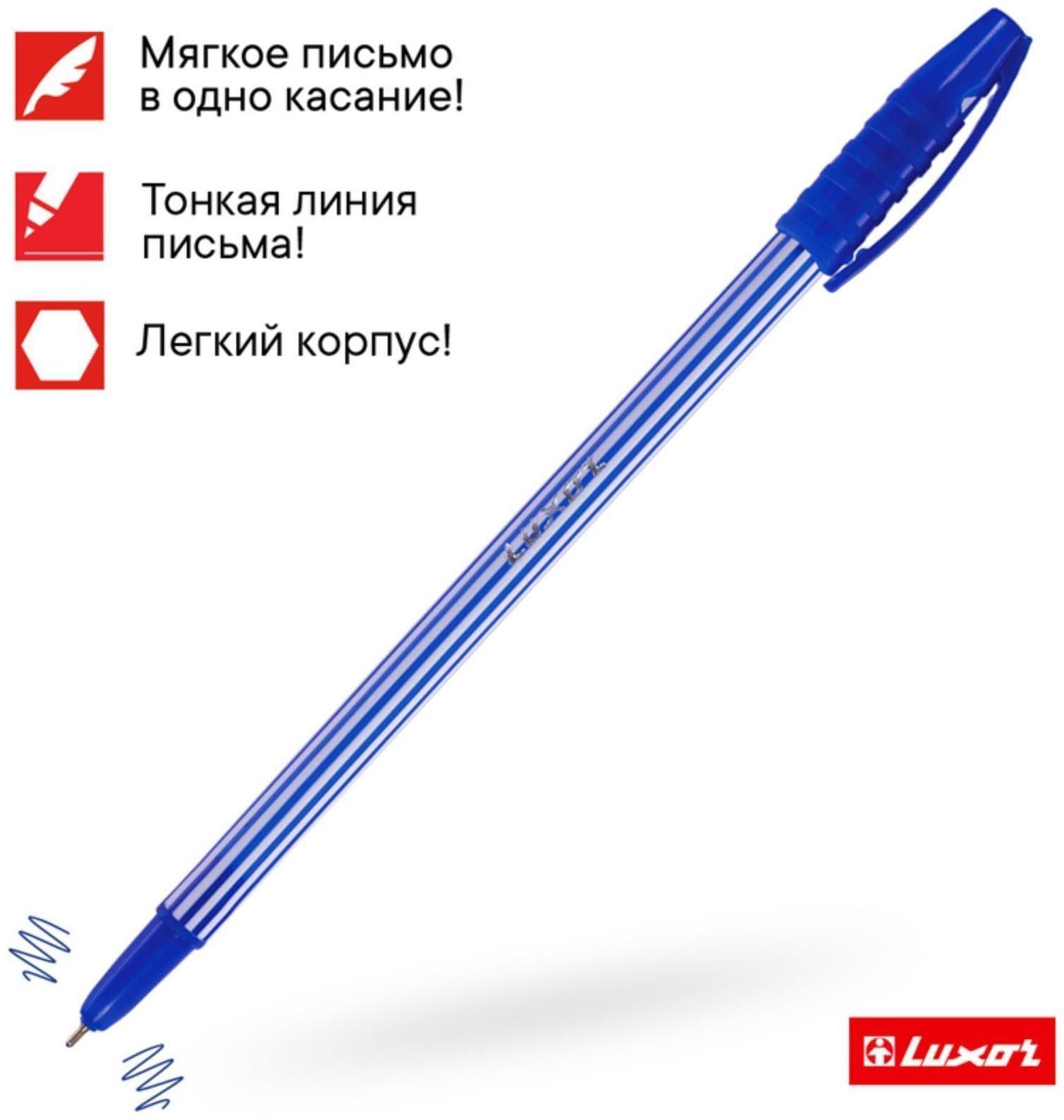 Ручка шариковая Luxor Stripes, узел 0.7 мм, чернила синие, корпус бело-синий