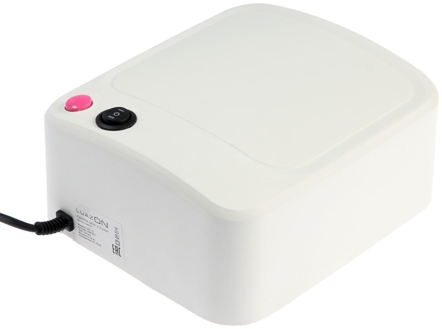 Лампа для гель-лака Luazon LUF-10, UV, 36 Вт, 3 диода, таймер 120 с, 220 В, белая