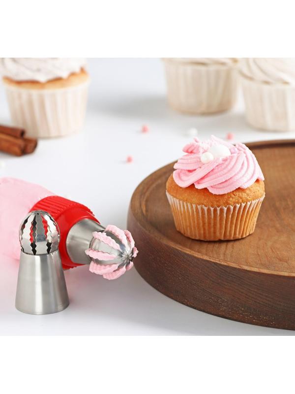 Насадка кондитерская «Сфера.Волна с цветком», d=3 см, выход 2,3 см, нержавеющая сталь