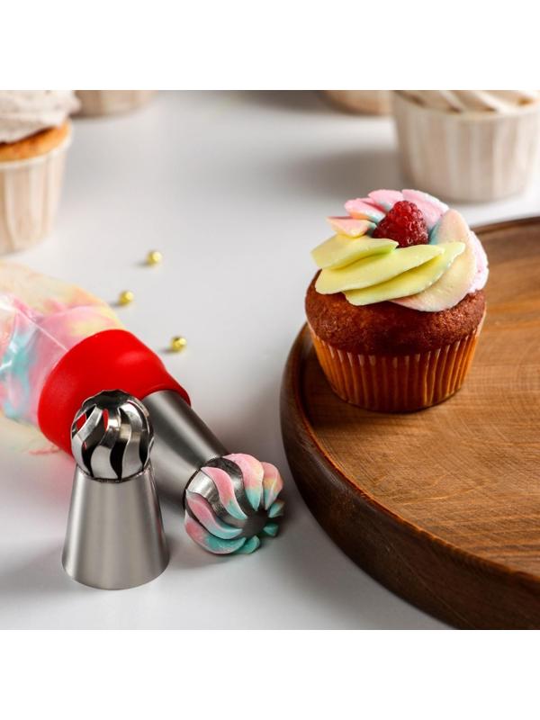 Насадка кондитерская «Сфера.Прорези изогнутые», d=3 см, выход 2,3 см, нержавеющая сталь