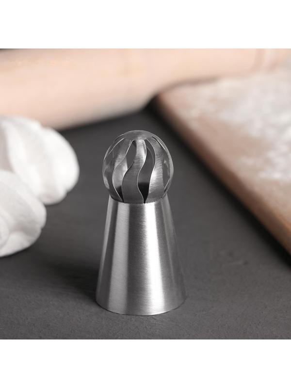 Насадка кондитерская «Сфера.Прорези изогнутые», d=3 см, выход 2,3 см, нержавеющая сталь