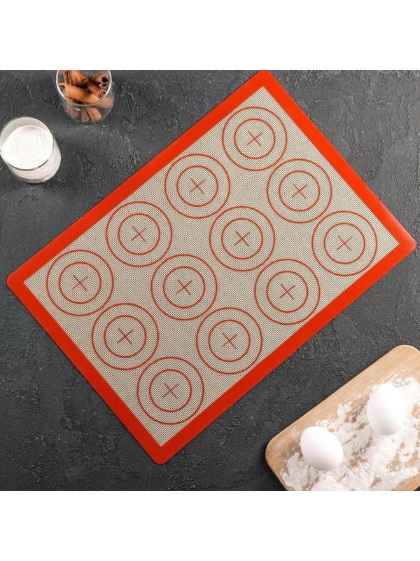 Силиконовый коврик для макаронс армированный «Плюс», 42×29,5 см, цвет МИКС