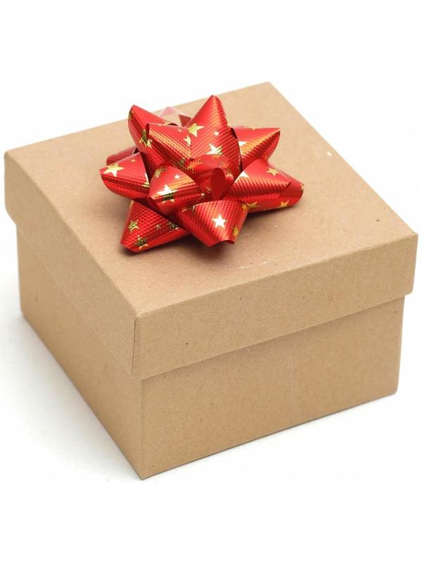 Бант-звезда №7,5, фасовка 8 шт., металик с рисунком, микс